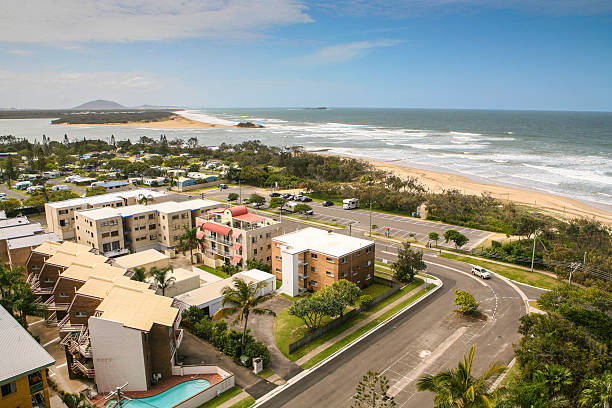 The Maroochydore skyline with buildings and beaches stock photo