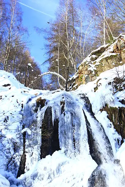 Frozen waterfall in the Eastern Ore Mountains, Saxony, Germany