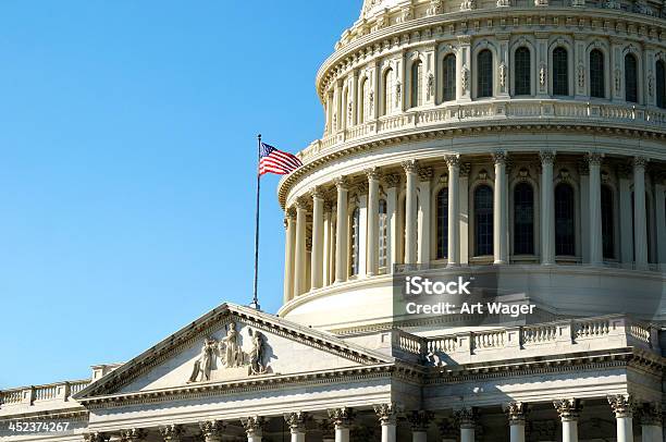 United States Capitol Building Stock Photo - Download Image Now - American Flag, Architectural Dome, Architectural Feature