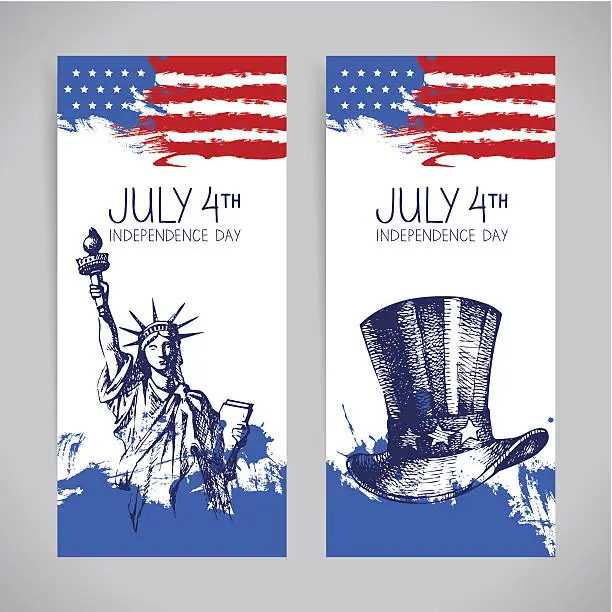 Vector illustration of Banners for the 4th of July with American flag background