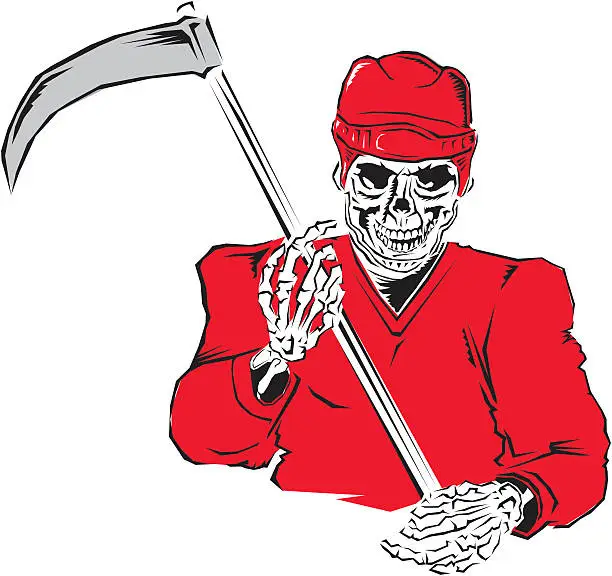 Vector illustration of Grim Reaper Hockey Player
