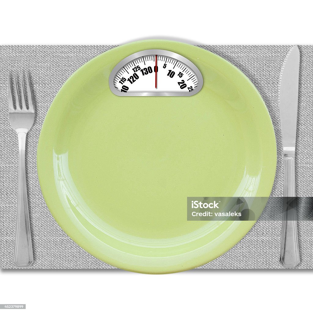 Conceito de dieta. Placa com escalas - Royalty-free Adulto Foto de stock