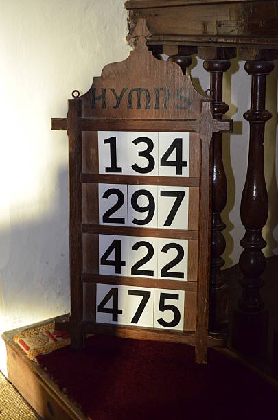 istock Hymn numbers board in a church. 452387131
