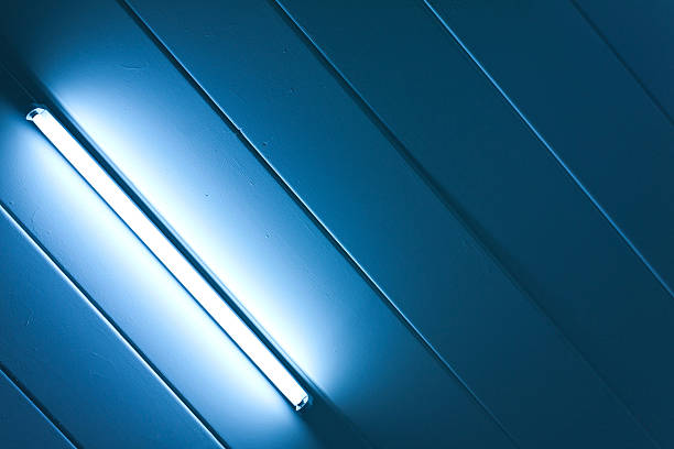 Blue light fluorescent on ceiling