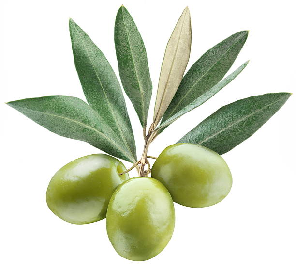 istock Olives with leaves on a white. 452404889