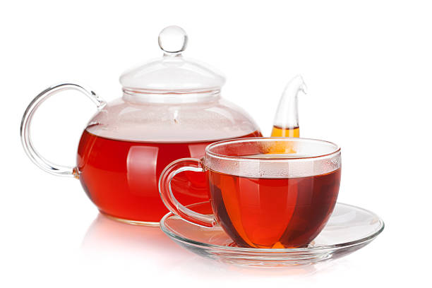 istock Glass cup and teapot of black tea 452409791