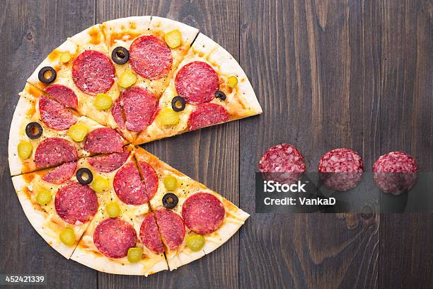 Pacman Pizza Stock Photo - Download Image Now - Pizza, Leisure Games, Baked