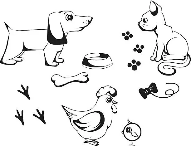 Vector illustration of set of pets