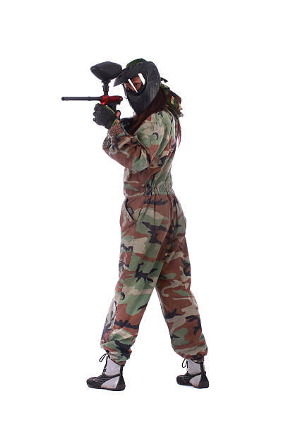 istock Studio shot of paintball player 452460739