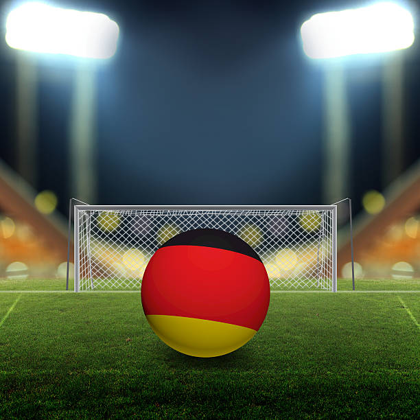 istock Soccer field with bright spotlights 452462819