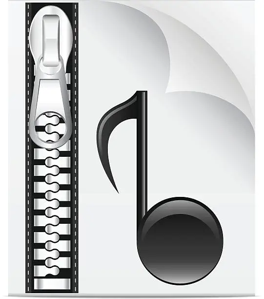 Vector illustration of Audio file with zipper