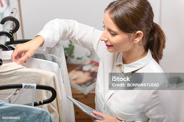 Fashion Woman Choosing A Piece For The New Collection Stock Photo - Download Image Now