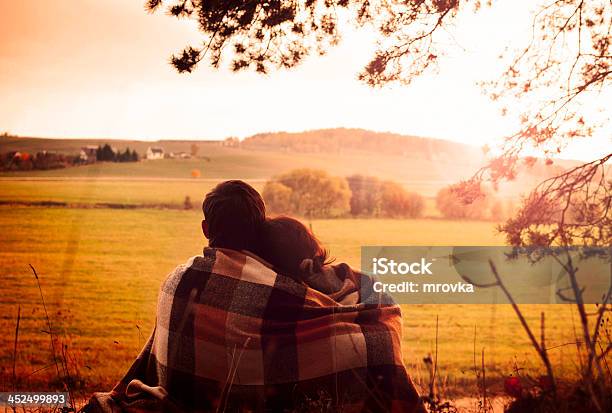 Enjoying The View Together Stock Photo - Download Image Now - Autumn, Blanket, Embracing