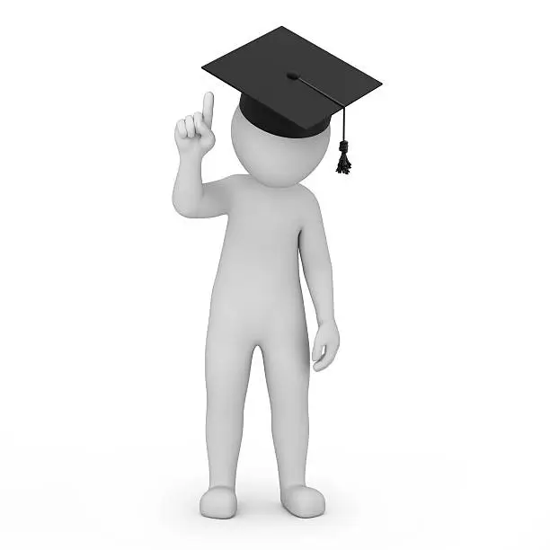 Photo of information! graduate points finger up