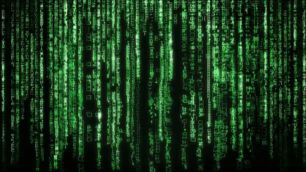 Matrix background with the green symbols