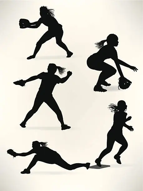 Vector illustration of Softball Players - Girl Athletes, All-Stars