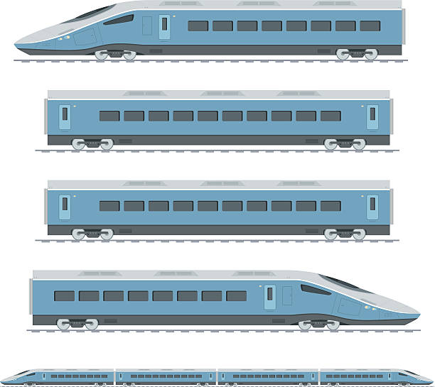 blue high-speed-zug - electric train illustrations stock-grafiken, -clipart, -cartoons und -symbole