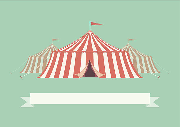 A retro style illustration of a big top circus tent. This is an editable vector illustration with CMYK color space.