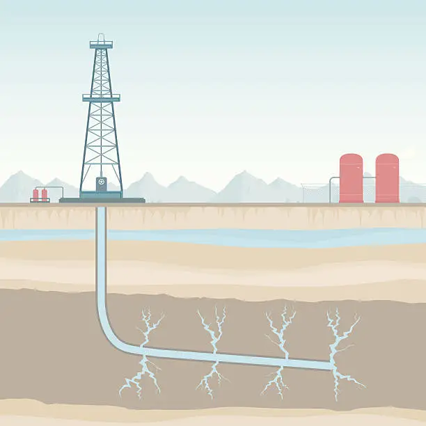 Vector illustration of Fracking on the Plains