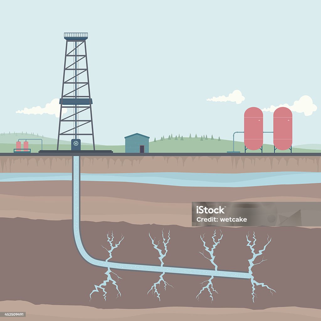 Fraturação hidráulica Diagrama - Royalty-free Lençol Freático arte vetorial