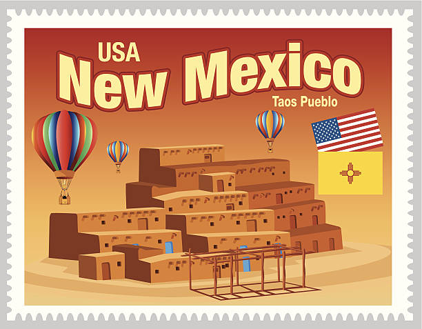 New Mexico Stamp Vector New Mexico Stamp taos pueblo stock illustrations