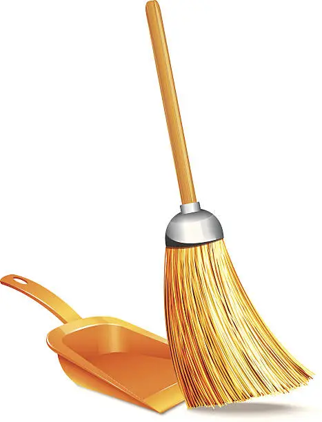 Vector illustration of Broom And Dustpan