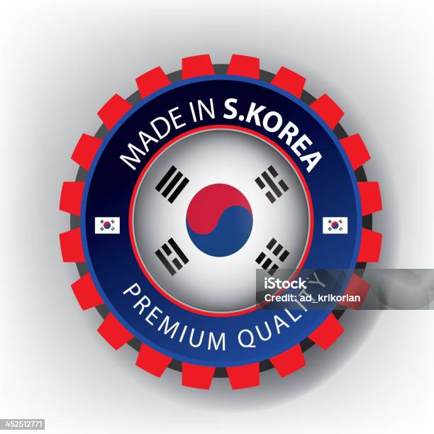 Made In South Korea Korean Seal Flag Stock Illustration - Download Image Now - Asia, Blue, Brooch