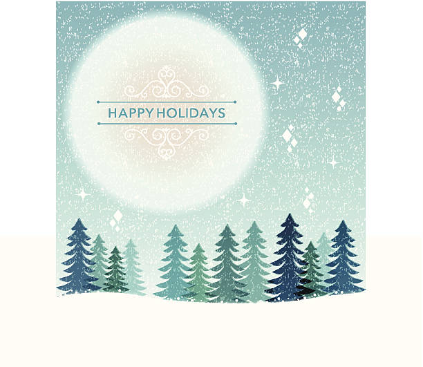 Winter Holiday background - snowing night vector art illustration