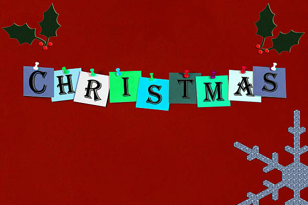 istock Christmas in Words with Holly and Snowflake 452515843