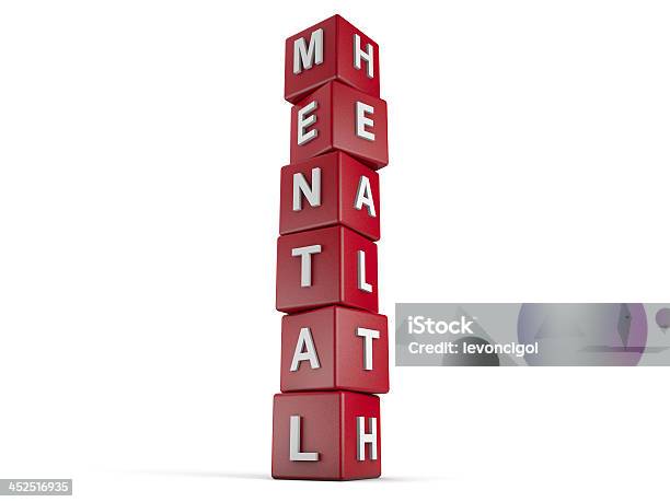 Red Blocks Reading Mental Health Stock Photo - Download Image Now - Block Shape, Brain, Cold And Flu