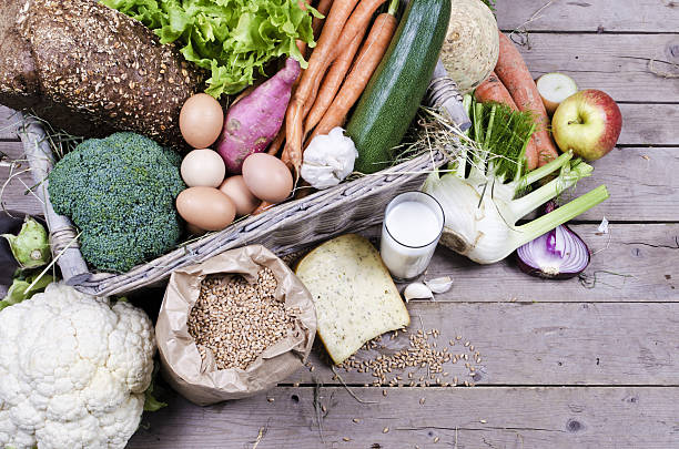 istock Organic vegetables, milk, eggs and cheese 452517575