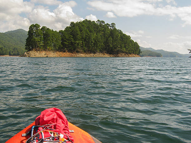 Kayaking Toward an Island stock photo