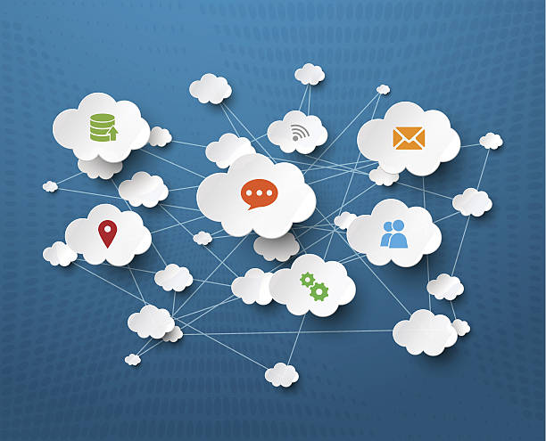 Cloud social network computer icons vector art illustration