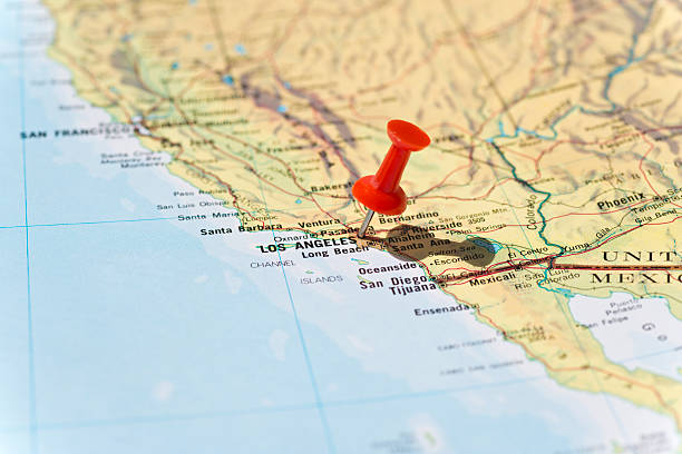 istock Los Angeles Marked on Map with Red Pushpin 452525365