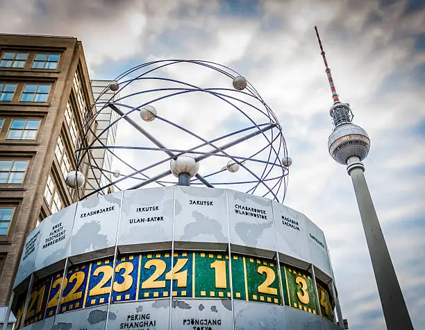 Berlin TV Tower Alex and World Clock at Alexanderplatz