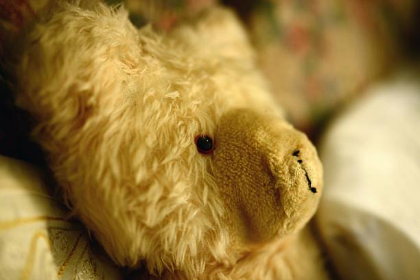 istock Vintage golden brown teddy bear relaxing 452526489
