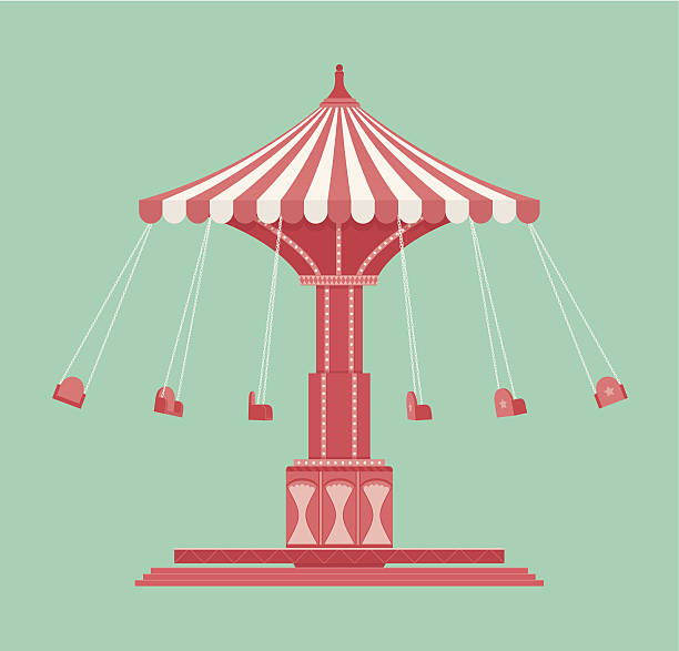 винтажный качели carousel - carnival amusement park swing traditional festival stock illustrations