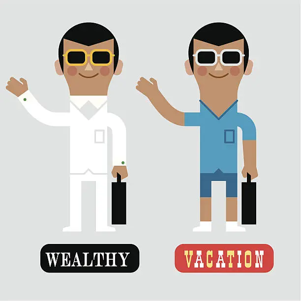 Vector illustration of Infographic Wealthy Vacation Man