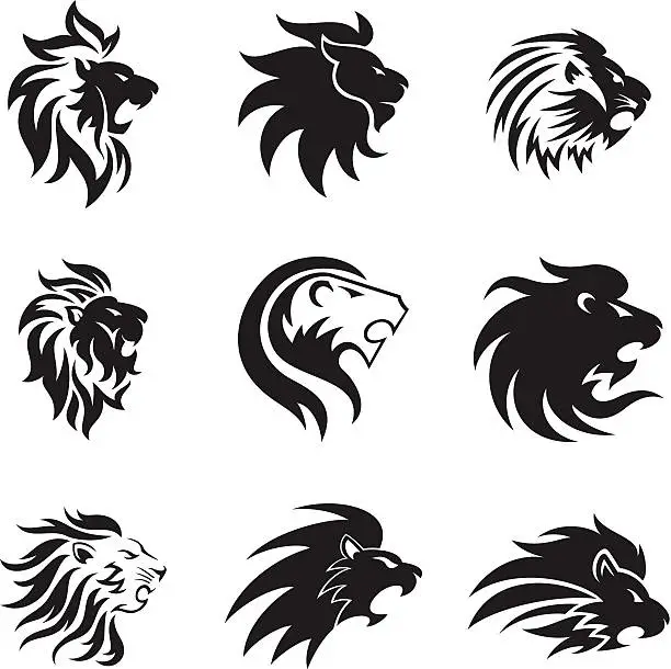 Vector illustration of Lion heads
