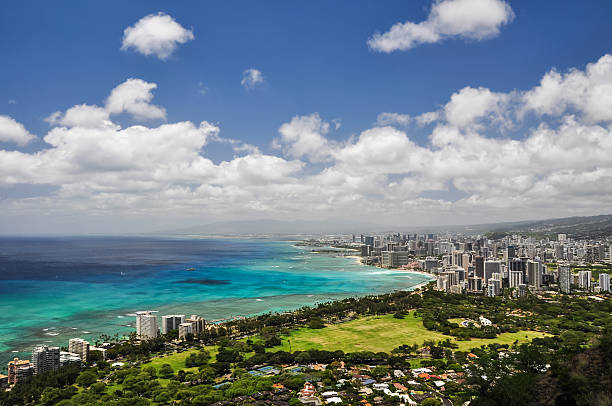 istock Honolulu seen from Diamond Head Crater - Hawaii, USA 452530633