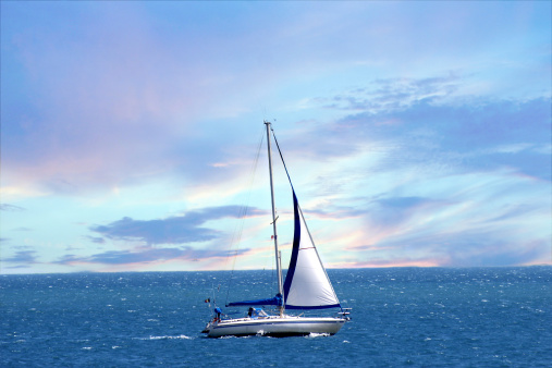 A sailing boat on the sea