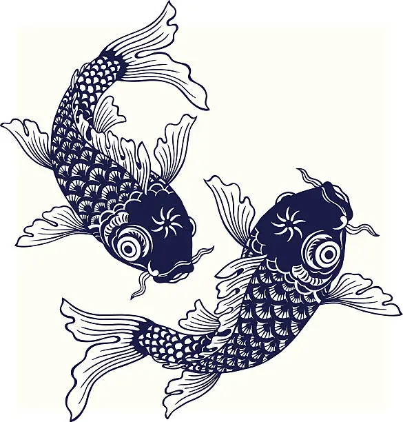 Vector illustration of Japanese carp