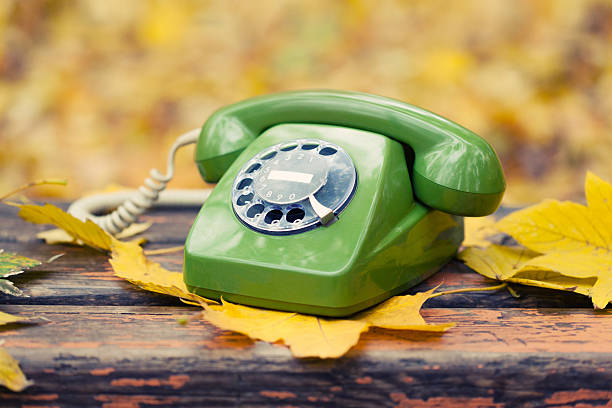 istock green vintage phone on bench in autumn park 452541085