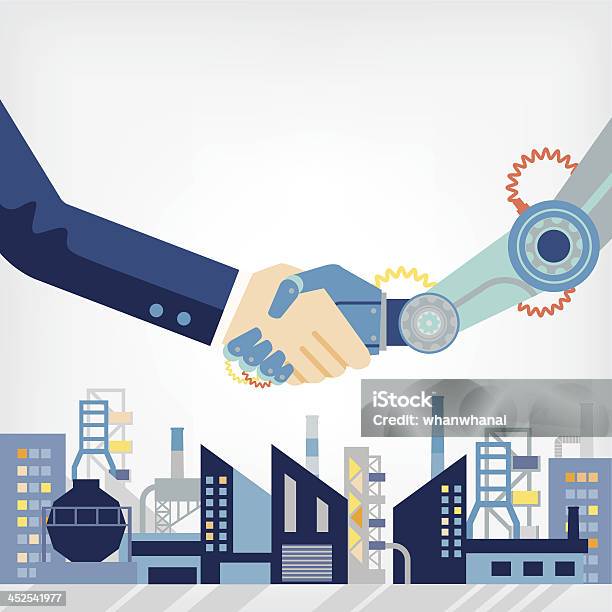 Human And Technology Stock Illustration - Download Image Now - People, Engineer, Handshake