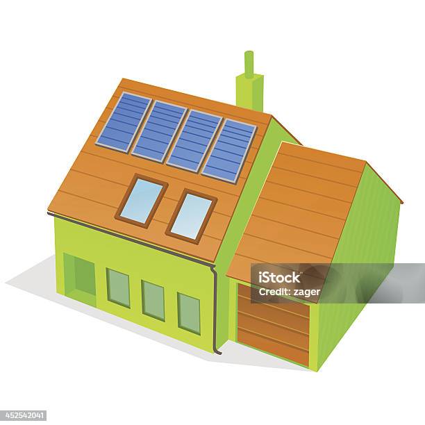 Zielony Dom Rodziny - Stockowe grafiki wektorowe i więcej obrazów Dom - Budowla mieszkaniowa - Dom - Budowla mieszkaniowa, Energia słoneczna, Otwarta przestrzeń - Ustawienia
