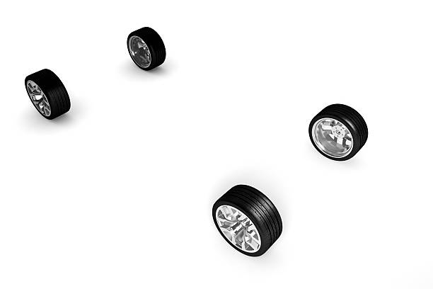 istock Set of car wheels isolated over white 452542269