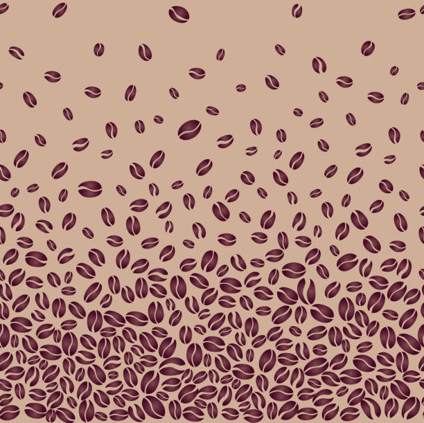 Coffee bean seamless border pattern Falling coffee bean seamless background. EPS10. raw coffee bean stock illustrations