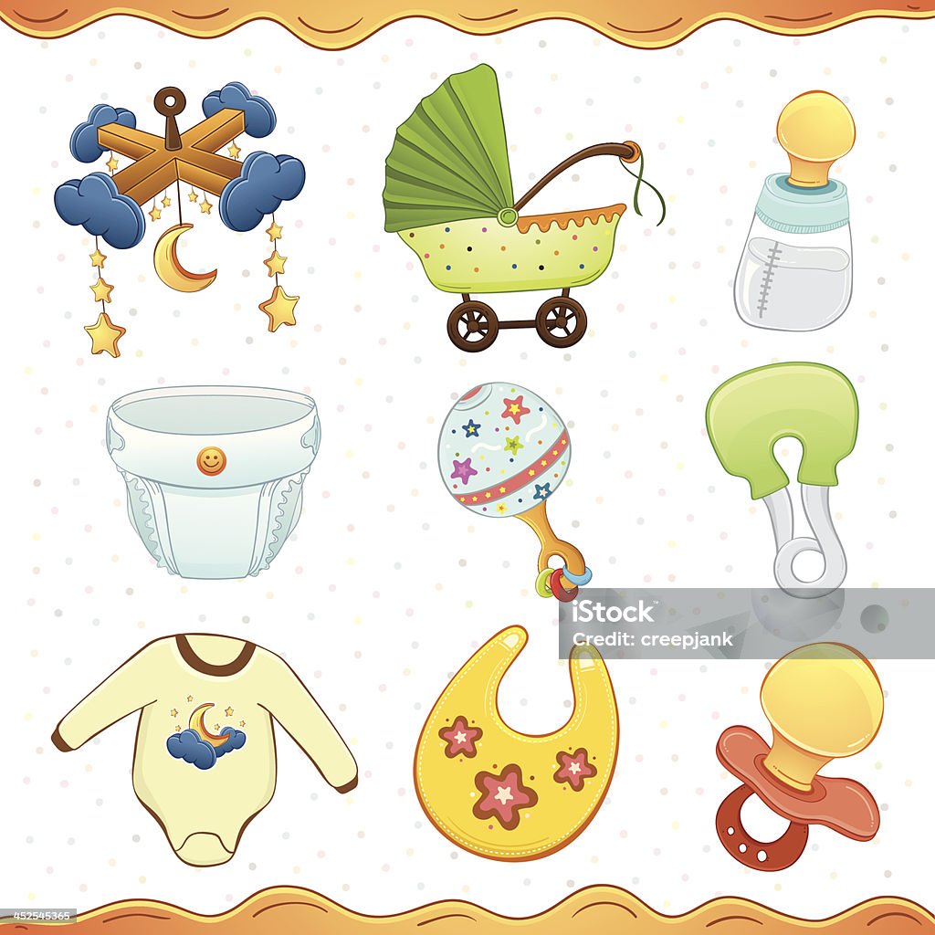 Baby Stuff Cartoon Icon Collection Stock Illustration - Download Image Now  - 12-17 Months, Art, Art And Craft - iStock