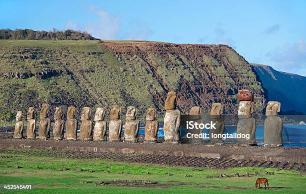 Moai Of Tongariki Stock Photo - Download Image Now - Rapa Nui, Ancient, Ancient Civilization