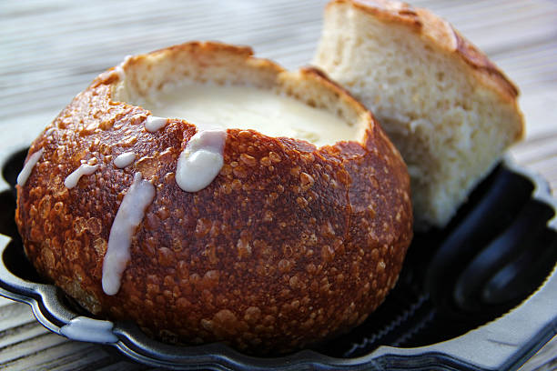 istock Mussel soup in a pot of bread 452546707